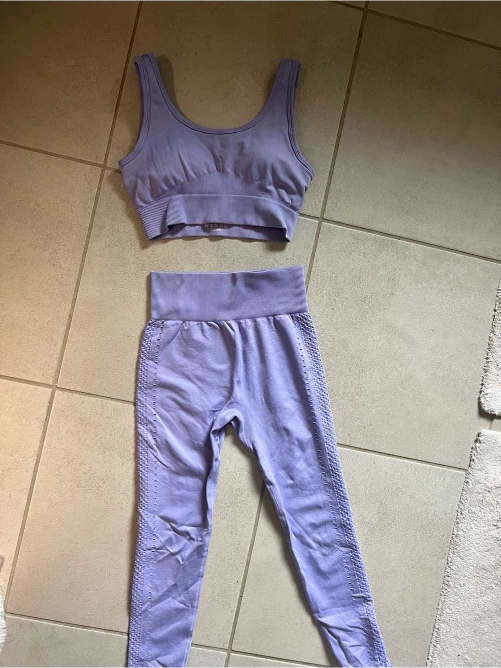 Amazon Lilac Seamless Sports Bra and Leggings Set